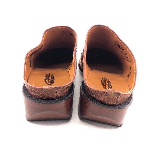 Lucchese 2000 Full Quill Ostrich Leather Slip on Clog Mules 8 B - Picture 6 of 14